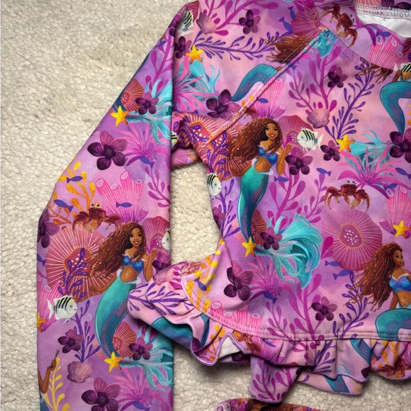 Posh Peanut x Disney’s “The Little Mermaid” Print Toddler Girls Swim Set - Pink - Picture 5 of 10